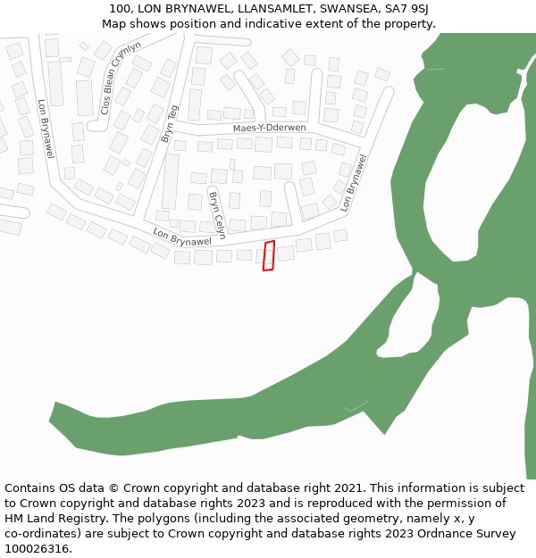 100, LON BRYNAWEL, LLANSAMLET, SWANSEA, SA7 9SJ: Location map and indicative extent of plot