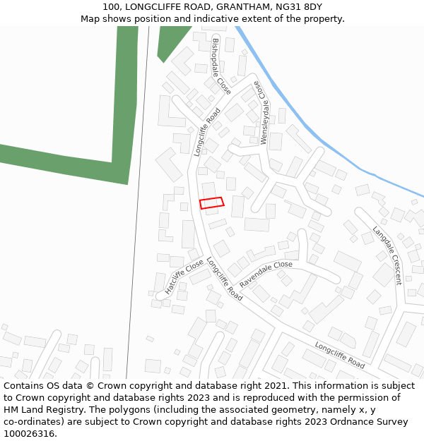 100, LONGCLIFFE ROAD, GRANTHAM, NG31 8DY: Location map and indicative extent of plot