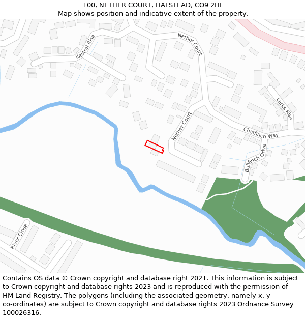 100, NETHER COURT, HALSTEAD, CO9 2HF: Location map and indicative extent of plot