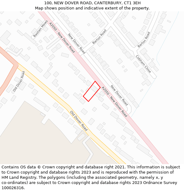 100, NEW DOVER ROAD, CANTERBURY, CT1 3EH: Location map and indicative extent of plot