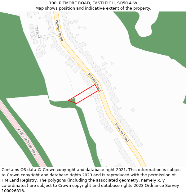 100, PITMORE ROAD, EASTLEIGH, SO50 4LW: Location map and indicative extent of plot