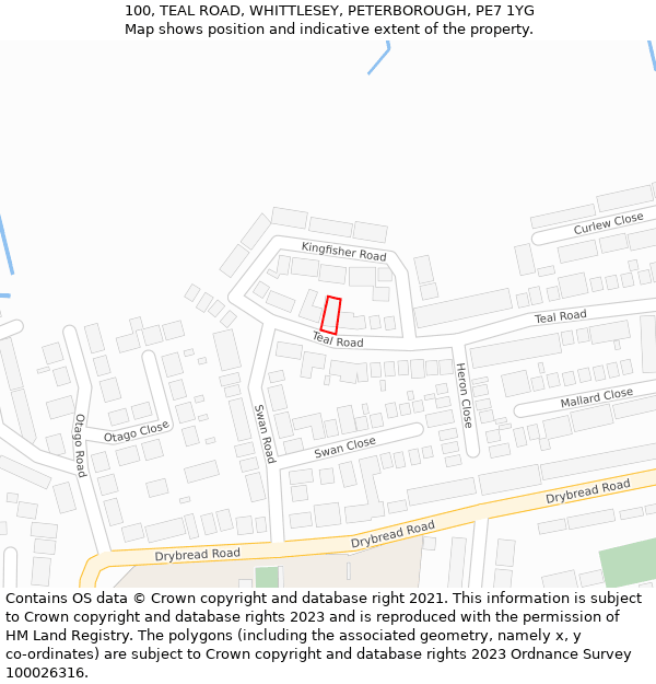 100, TEAL ROAD, WHITTLESEY, PETERBOROUGH, PE7 1YG: Location map and indicative extent of plot