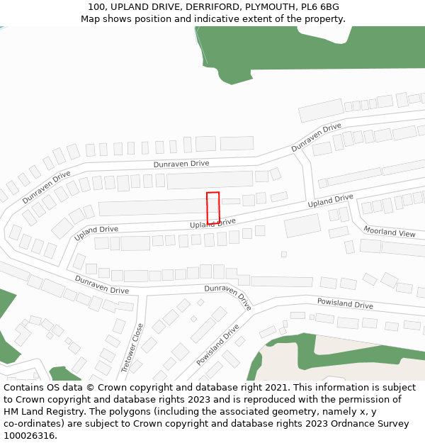 100, UPLAND DRIVE, DERRIFORD, PLYMOUTH, PL6 6BG: Location map and indicative extent of plot