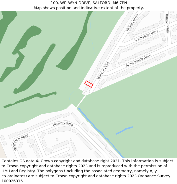 100, WELWYN DRIVE, SALFORD, M6 7PN: Location map and indicative extent of plot