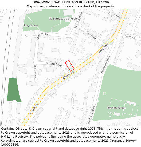 100A, WING ROAD, LEIGHTON BUZZARD, LU7 2NN: Location map and indicative extent of plot