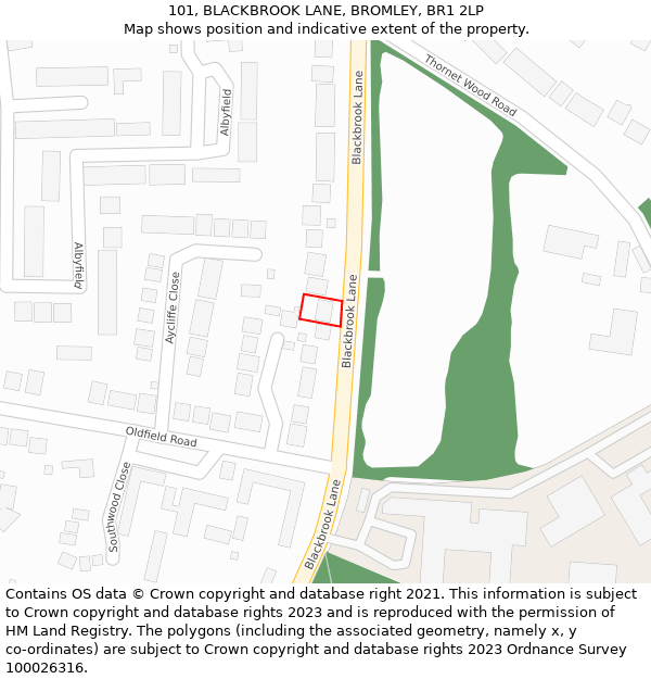 101, BLACKBROOK LANE, BROMLEY, BR1 2LP: Location map and indicative extent of plot