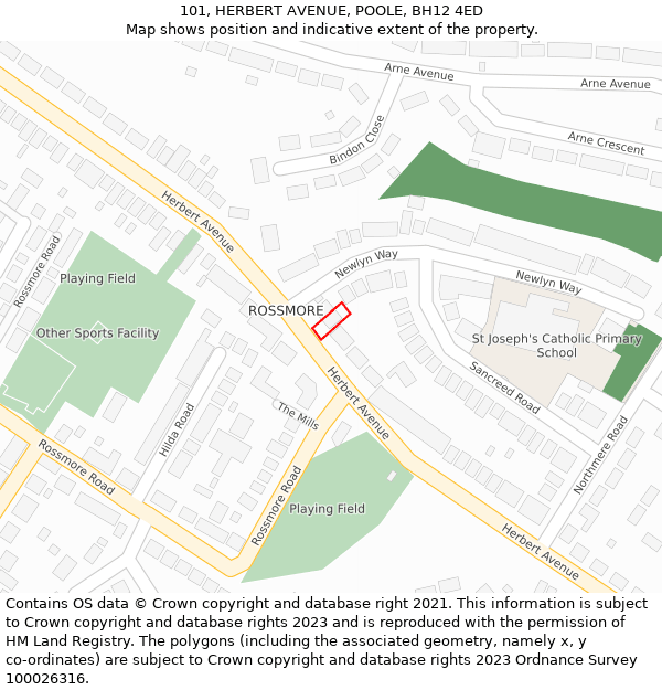 101, HERBERT AVENUE, POOLE, BH12 4ED: Location map and indicative extent of plot