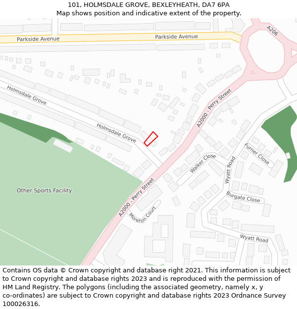101, HOLMSDALE GROVE, BEXLEYHEATH, DA7 6PA: Location map and indicative extent of plot