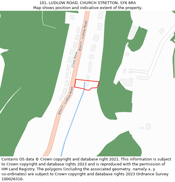 101, LUDLOW ROAD, CHURCH STRETTON, SY6 6RA: Location map and indicative extent of plot