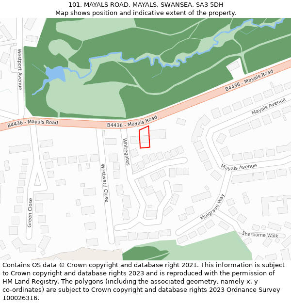 101, MAYALS ROAD, MAYALS, SWANSEA, SA3 5DH: Location map and indicative extent of plot