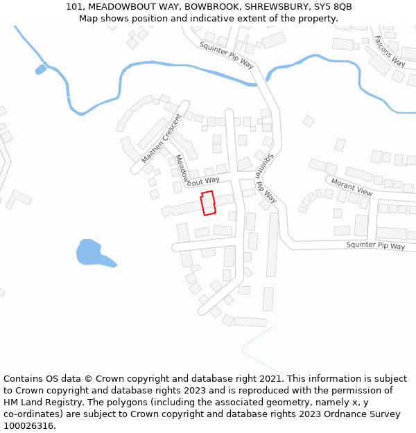 101, MEADOWBOUT WAY, BOWBROOK, SHREWSBURY, SY5 8QB: Location map and indicative extent of plot