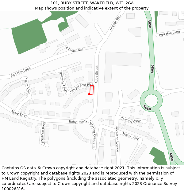 101, RUBY STREET, WAKEFIELD, WF1 2GA: Location map and indicative extent of plot