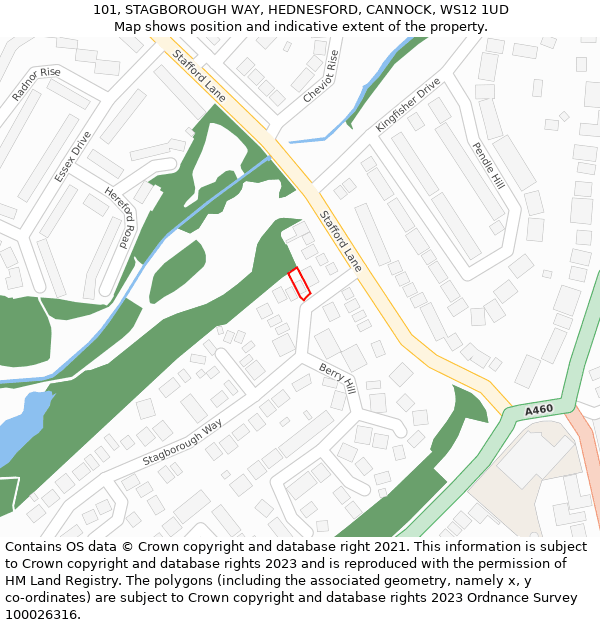 101, STAGBOROUGH WAY, HEDNESFORD, CANNOCK, WS12 1UD: Location map and indicative extent of plot