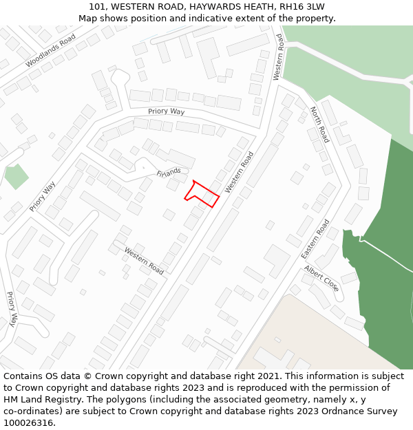 101, WESTERN ROAD, HAYWARDS HEATH, RH16 3LW: Location map and indicative extent of plot
