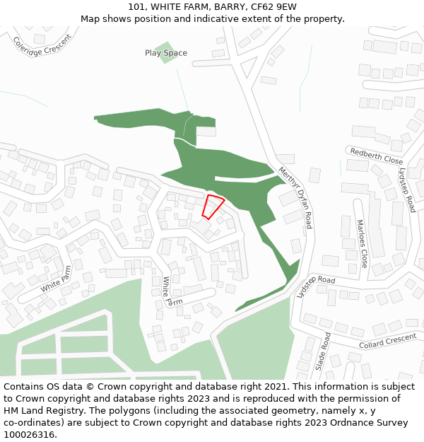 101, WHITE FARM, BARRY, CF62 9EW: Location map and indicative extent of plot