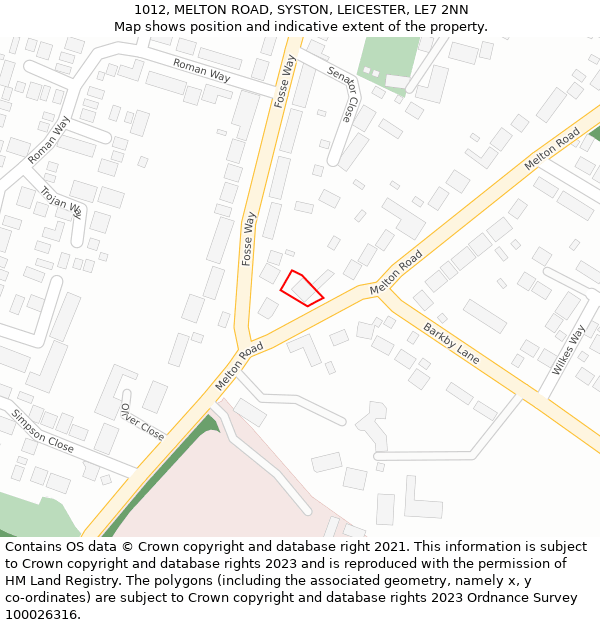 1012, MELTON ROAD, SYSTON, LEICESTER, LE7 2NN: Location map and indicative extent of plot