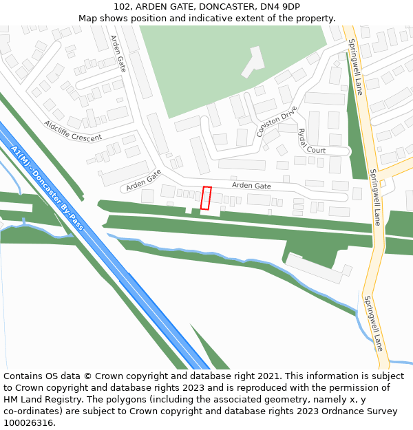 102, ARDEN GATE, DONCASTER, DN4 9DP: Location map and indicative extent of plot