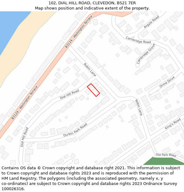 102, DIAL HILL ROAD, CLEVEDON, BS21 7ER: Location map and indicative extent of plot