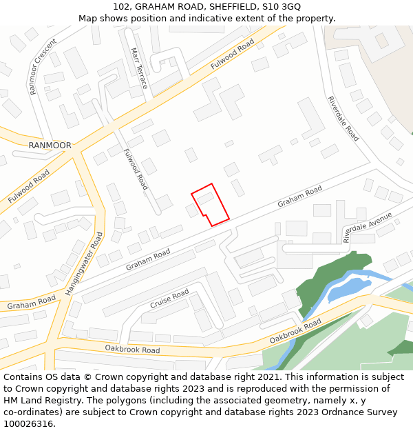 102, GRAHAM ROAD, SHEFFIELD, S10 3GQ: Location map and indicative extent of plot
