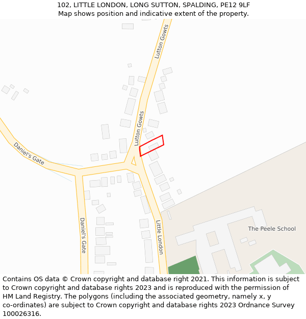 102, LITTLE LONDON, LONG SUTTON, SPALDING, PE12 9LF: Location map and indicative extent of plot