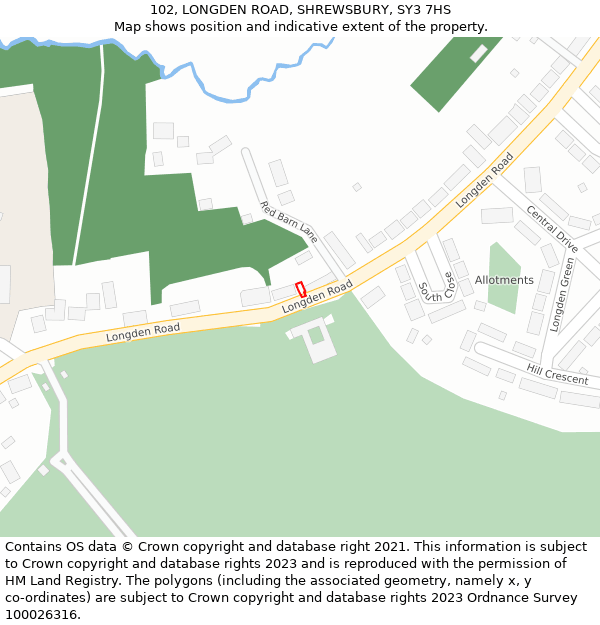 102, LONGDEN ROAD, SHREWSBURY, SY3 7HS: Location map and indicative extent of plot