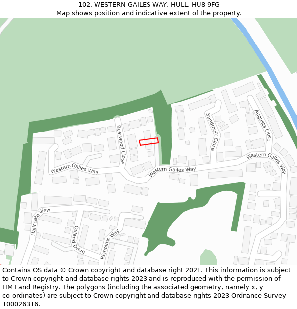 102, WESTERN GAILES WAY, HULL, HU8 9FG: Location map and indicative extent of plot