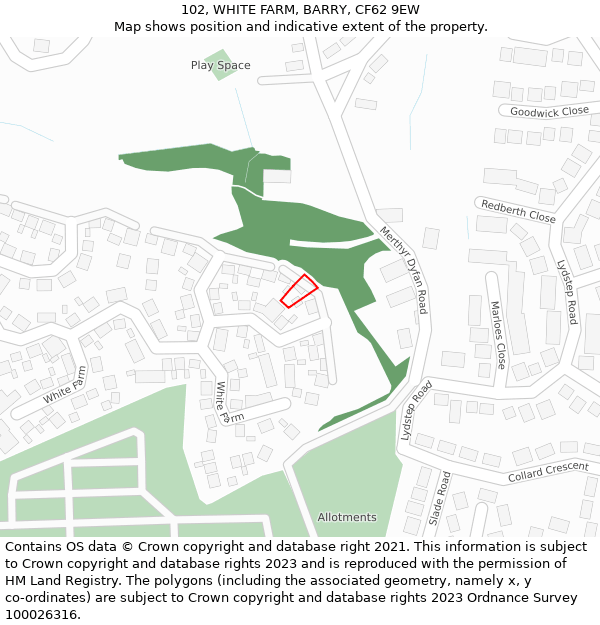 102, WHITE FARM, BARRY, CF62 9EW: Location map and indicative extent of plot