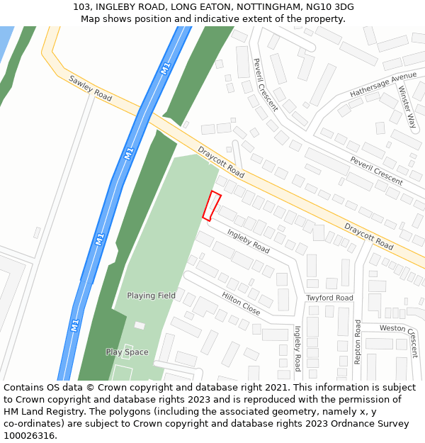 103, INGLEBY ROAD, LONG EATON, NOTTINGHAM, NG10 3DG: Location map and indicative extent of plot