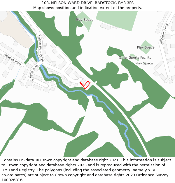 103, NELSON WARD DRIVE, RADSTOCK, BA3 3FS: Location map and indicative extent of plot