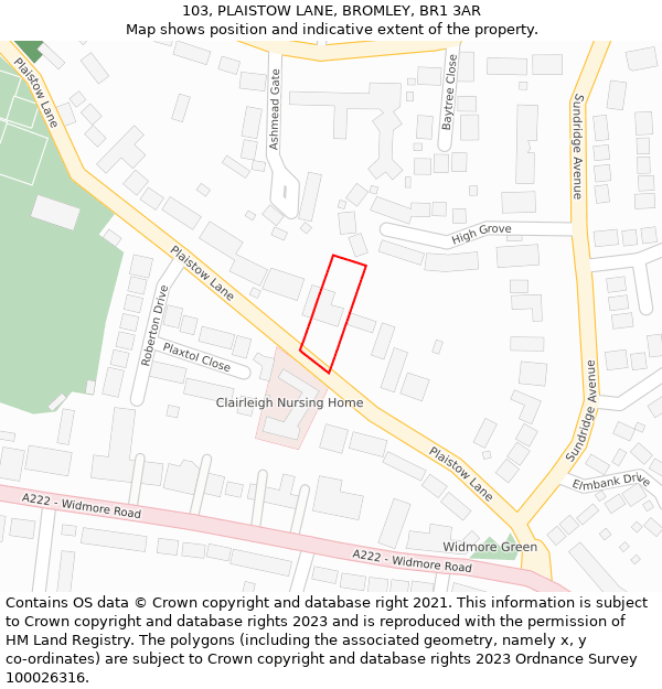 103, PLAISTOW LANE, BROMLEY, BR1 3AR: Location map and indicative extent of plot