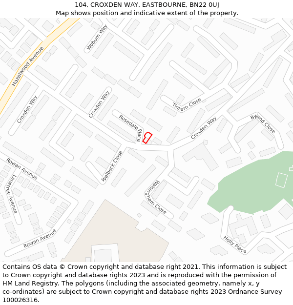 104, CROXDEN WAY, EASTBOURNE, BN22 0UJ: Location map and indicative extent of plot