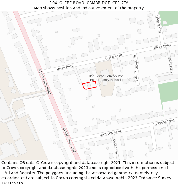 104, GLEBE ROAD, CAMBRIDGE, CB1 7TA: Location map and indicative extent of plot