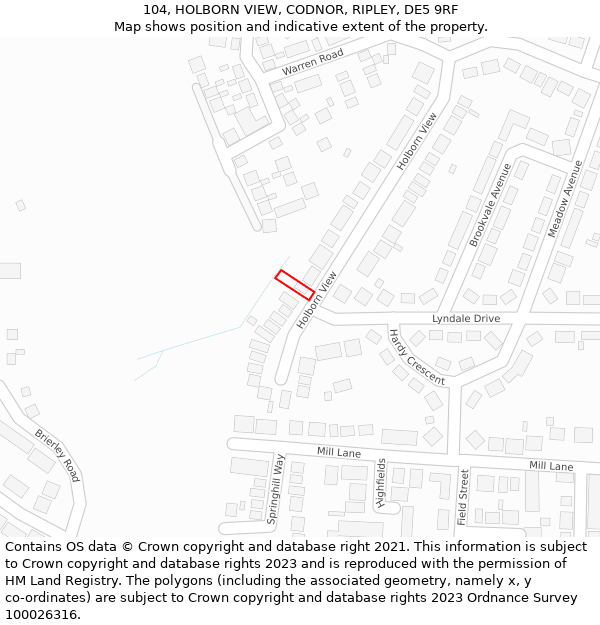 104, HOLBORN VIEW, CODNOR, RIPLEY, DE5 9RF: Location map and indicative extent of plot