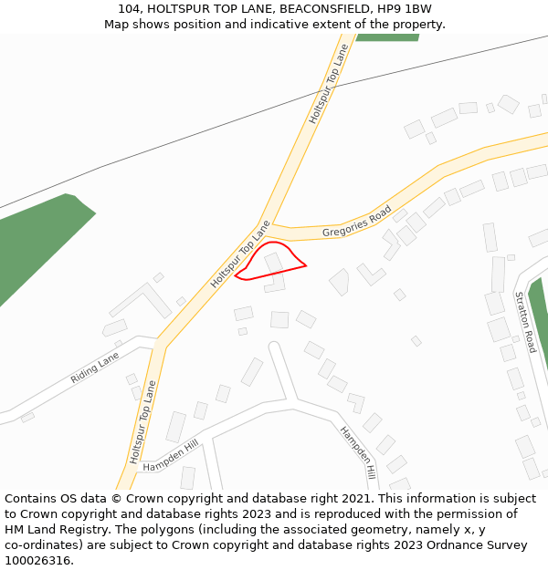 104, HOLTSPUR TOP LANE, BEACONSFIELD, HP9 1BW: Location map and indicative extent of plot