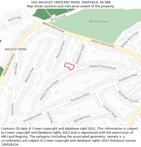 104, WALKLEY CRESCENT ROAD, SHEFFIELD, S6 5BB: Location map and indicative extent of plot