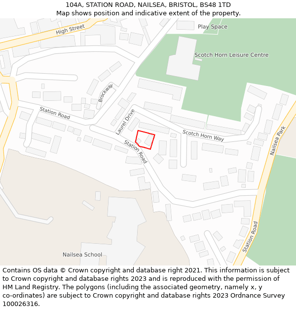 104A, STATION ROAD, NAILSEA, BRISTOL, BS48 1TD: Location map and indicative extent of plot