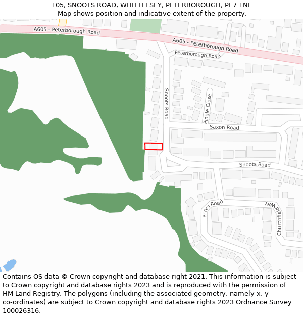 105, SNOOTS ROAD, WHITTLESEY, PETERBOROUGH, PE7 1NL: Location map and indicative extent of plot