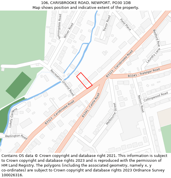 106, CARISBROOKE ROAD, NEWPORT, PO30 1DB: Location map and indicative extent of plot