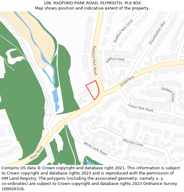 106, RADFORD PARK ROAD, PLYMOUTH, PL9 9DX: Location map and indicative extent of plot