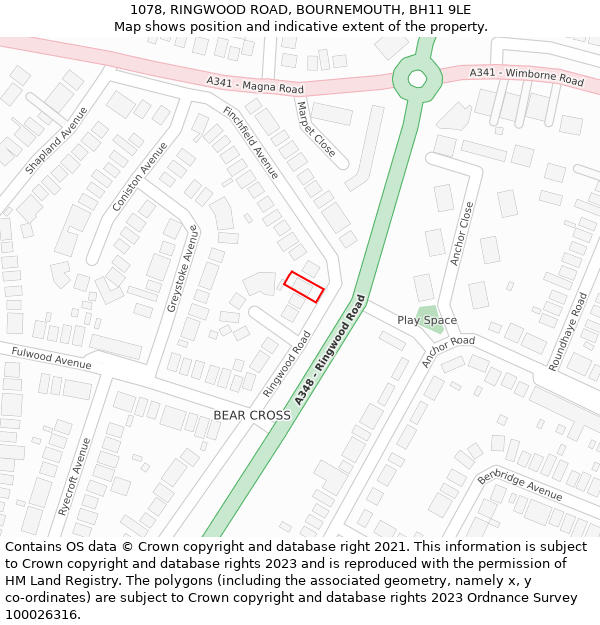 1078, RINGWOOD ROAD, BOURNEMOUTH, BH11 9LE: Location map and indicative extent of plot