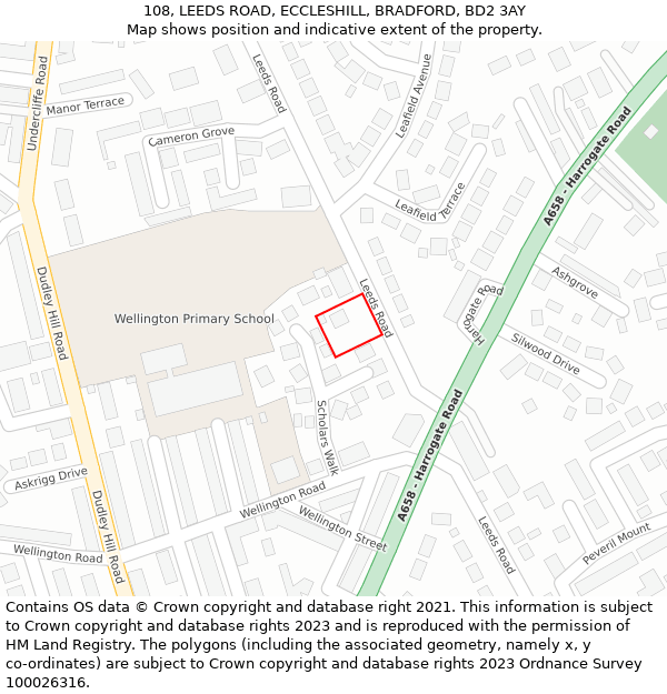 108, LEEDS ROAD, ECCLESHILL, BRADFORD, BD2 3AY: Location map and indicative extent of plot