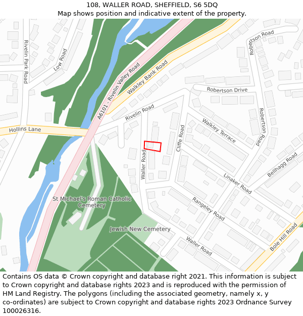 108, WALLER ROAD, SHEFFIELD, S6 5DQ: Location map and indicative extent of plot