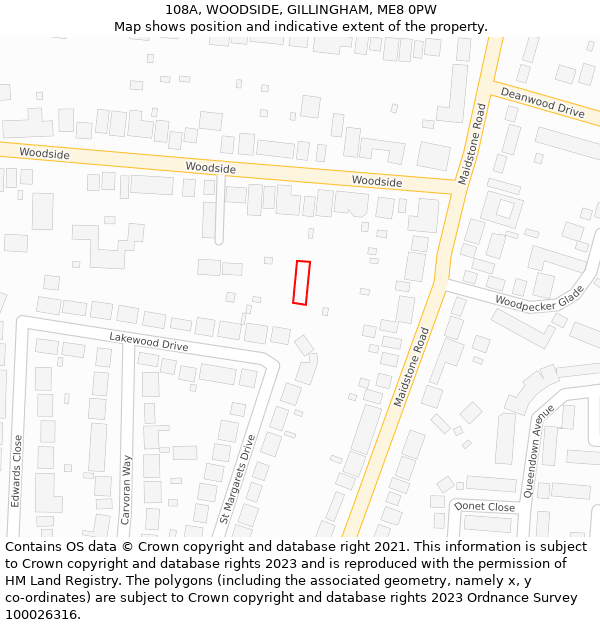 108A, WOODSIDE, GILLINGHAM, ME8 0PW: Location map and indicative extent of plot