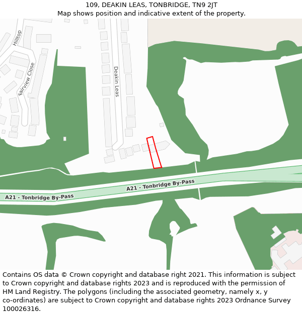 109, DEAKIN LEAS, TONBRIDGE, TN9 2JT: Location map and indicative extent of plot