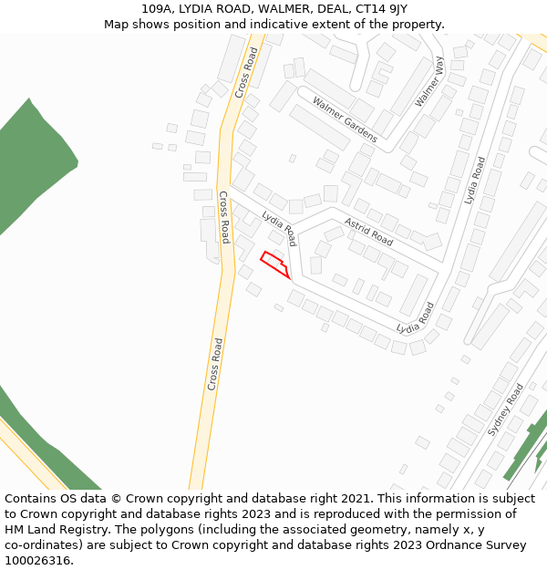 109A, LYDIA ROAD, WALMER, DEAL, CT14 9JY: Location map and indicative extent of plot