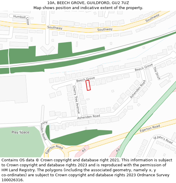 10A, BEECH GROVE, GUILDFORD, GU2 7UZ: Location map and indicative extent of plot