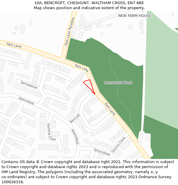 10A, BENCROFT, CHESHUNT, WALTHAM CROSS, EN7 6BE: Location map and indicative extent of plot