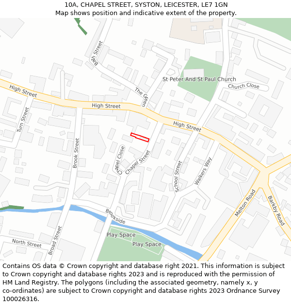 10A, CHAPEL STREET, SYSTON, LEICESTER, LE7 1GN: Location map and indicative extent of plot