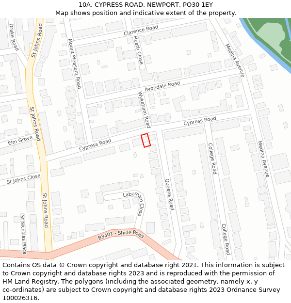 10A, CYPRESS ROAD, NEWPORT, PO30 1EY: Location map and indicative extent of plot