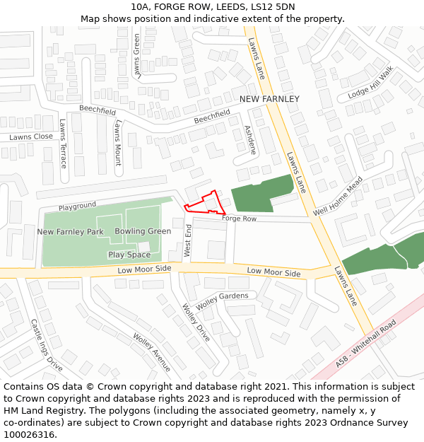 10A, FORGE ROW, LEEDS, LS12 5DN: Location map and indicative extent of plot